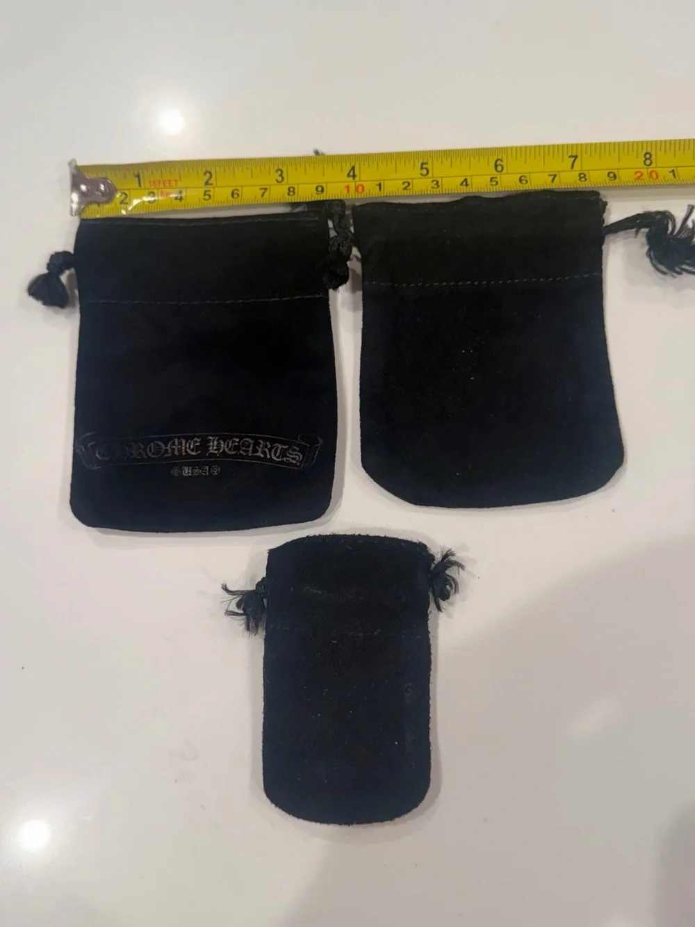 Chrome Hearts Black Velvet Drawstring Pouch Trio